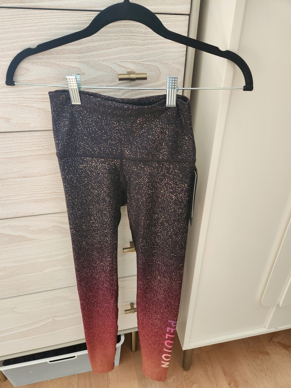 Peloton Women's Black to Pink Ombre Glitter Leggings